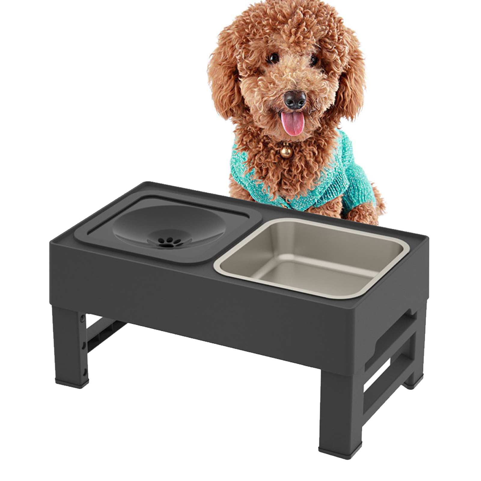 Miska Pro Psa 2V1 Nastavitelná, Zpomalující, Nechytající Se, Kovová Na Stojanu