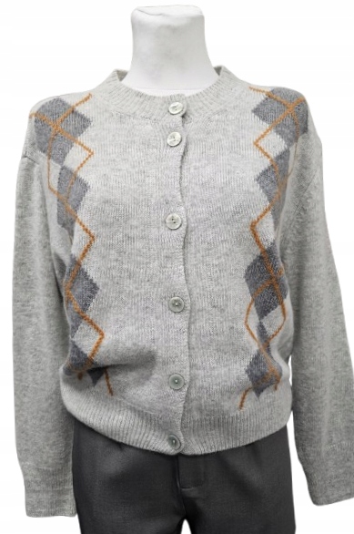 Elegantní Kardigan S Károvaným Vzorem A Kašmírem Cashmere Blend Italie 179zł 129zł