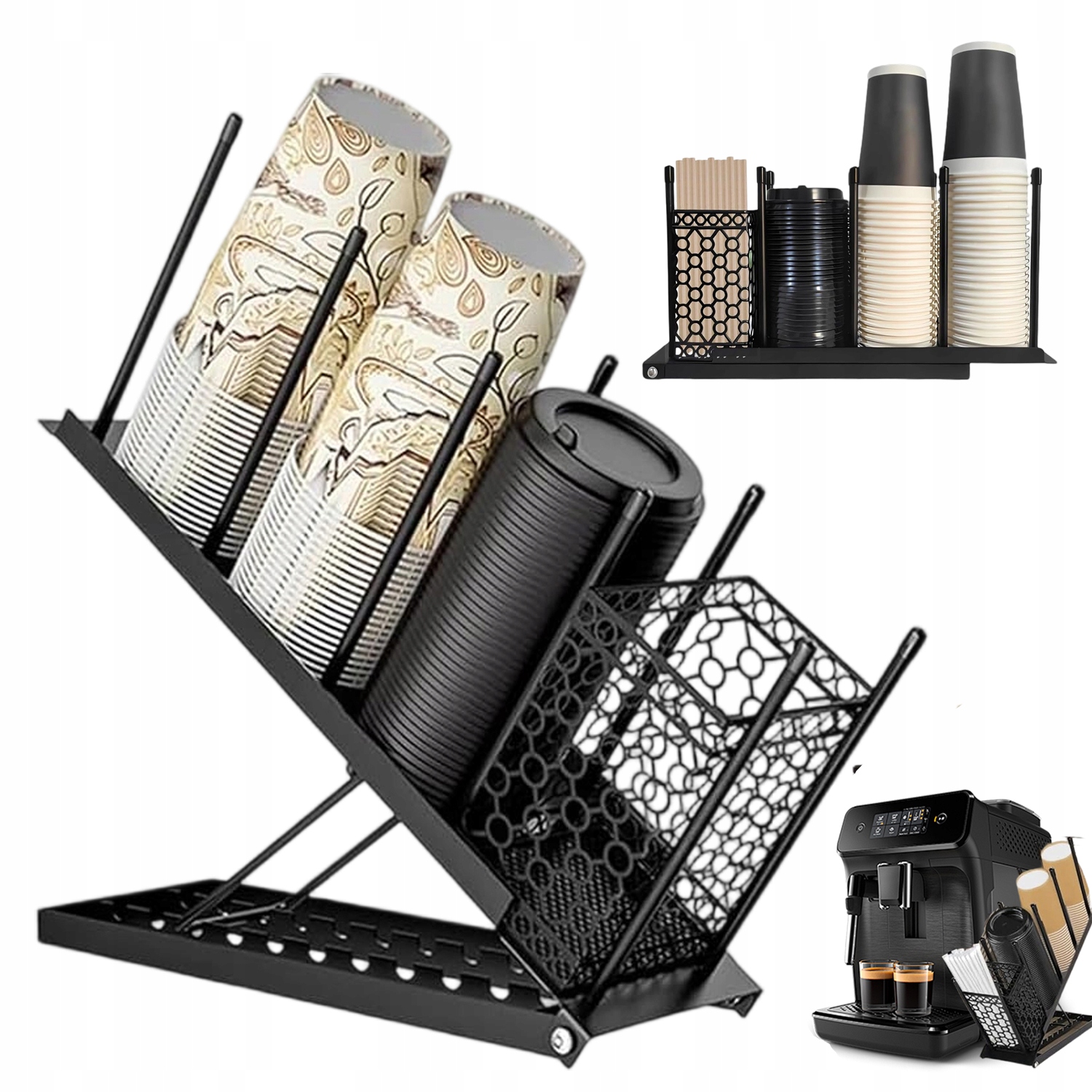 Levně Organizér Na Šálky Kov Kovaný Železo Do Kanceláře Kavárny Baru Domu Praktický