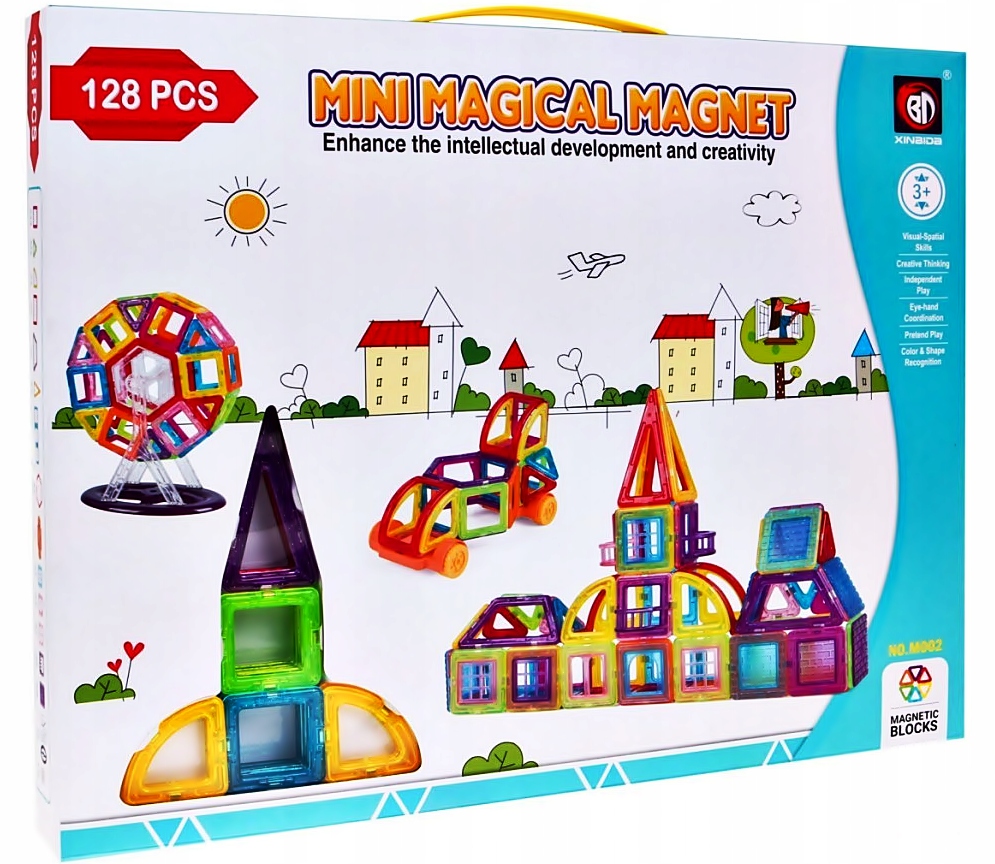 EDUKACYJNE KLOCKI MAGNETYCZNE 128 el GRATIS ..1 Marka inna