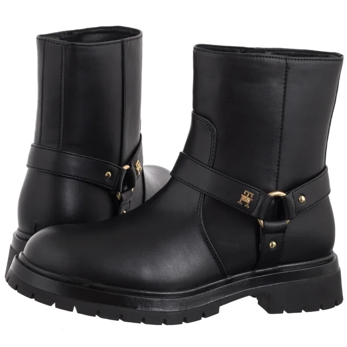 Dámské boty Kotníkové Boty Tommy Hilfiger Bootie Black T3A5-34021 Černé