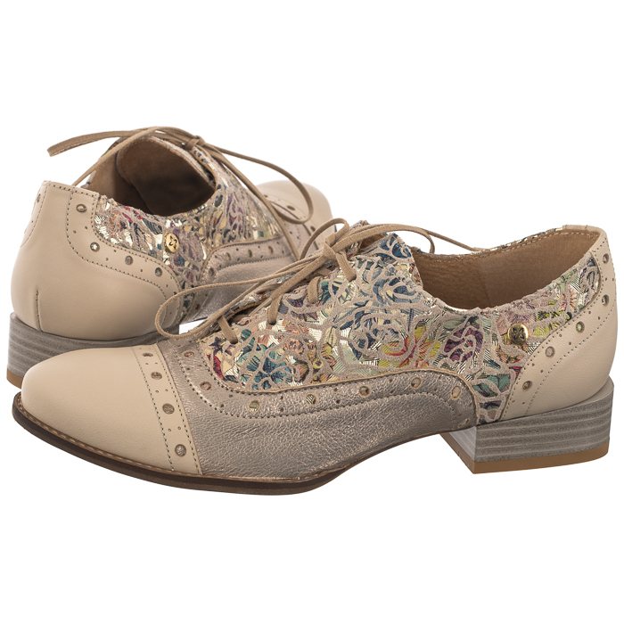 Polobotky Kožené Dámské Maciejka Béžové+Zlaté 06408-04