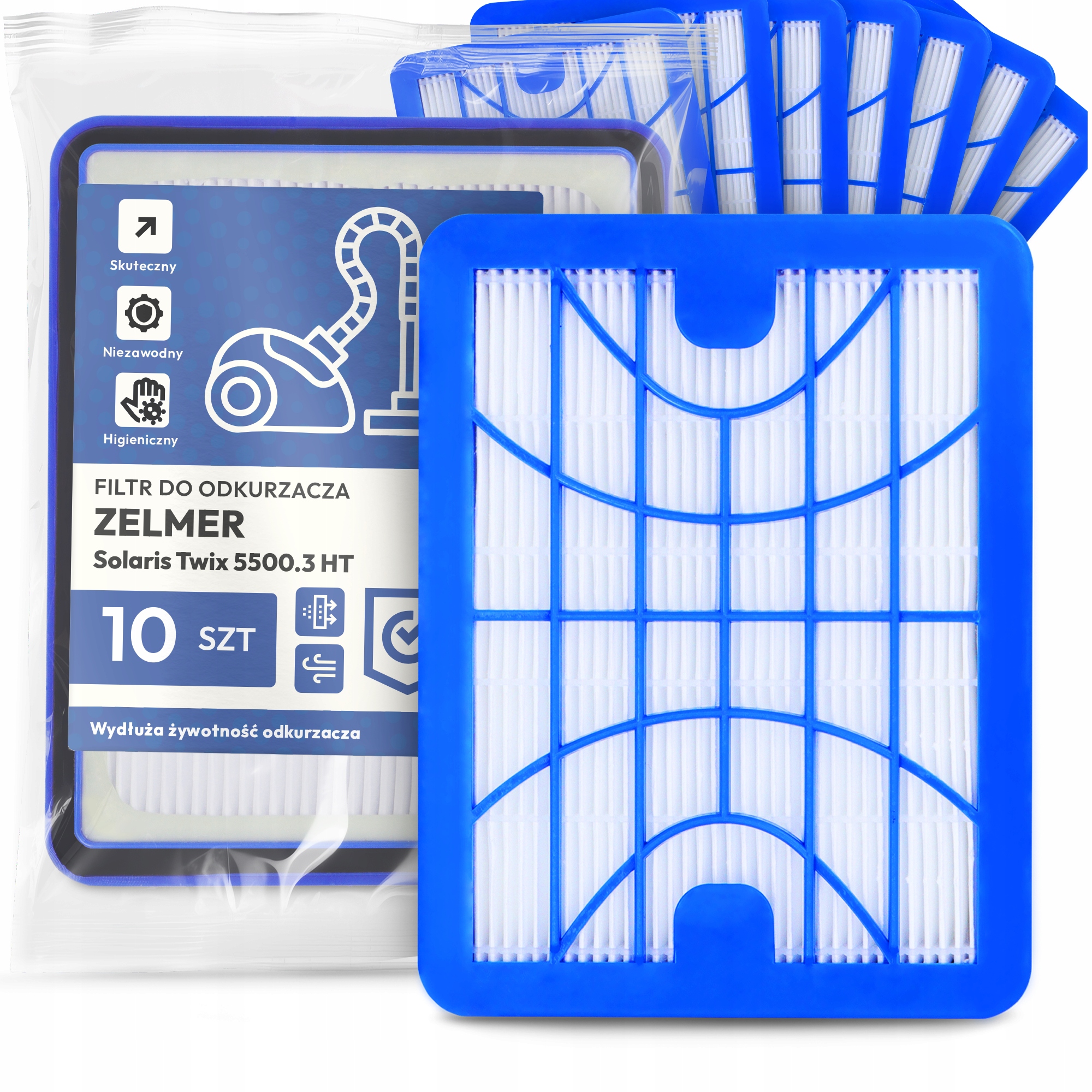 10 x Vzduchový Filtr Pro Vysavač Zelmer Solaris Twix 5500.3 Ht Hepa Em-w