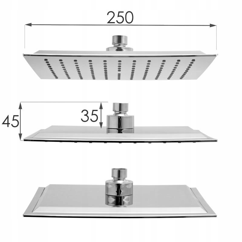 BATERIA PRYSZNICOWA Z DESZCZOWNICĄ CHROM STYOWA Kolor chrom