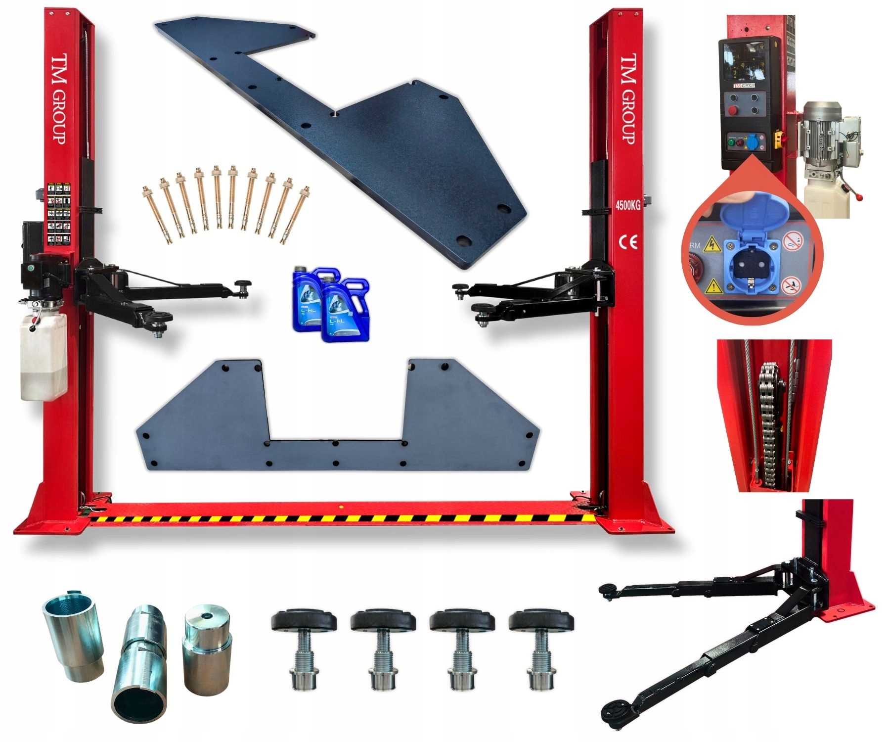 Podnośnik kolumnowy TM-Group 4500 kg wzmocniona podstawa