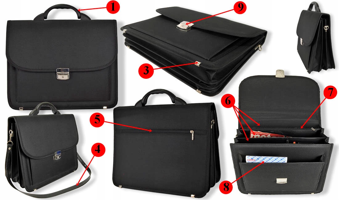 Teczka męska aktówka czarna A4 neseser POLSKA duża Szerokość (dłuższy bok) 39 cm