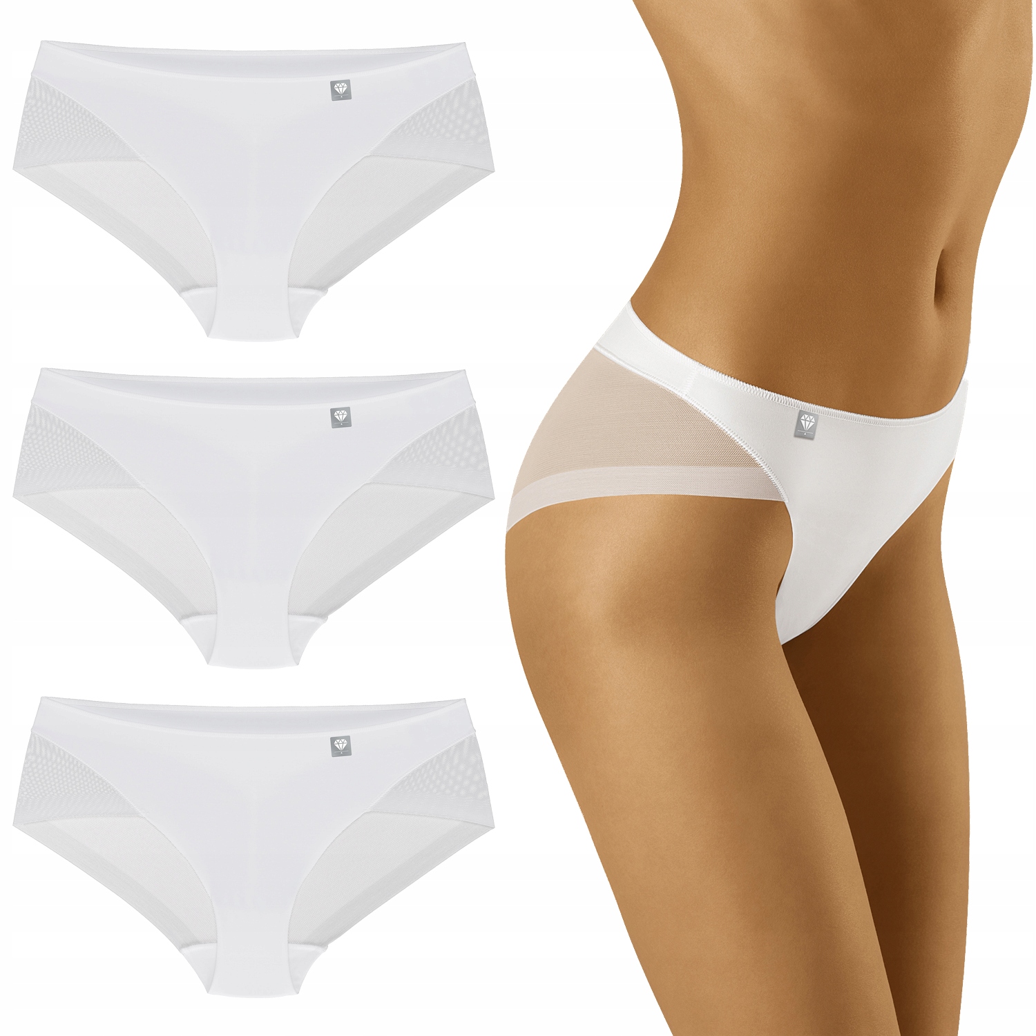 Wolbar Diamond 3517 3-pack Dámské kalhotky Kalhotky bílá L