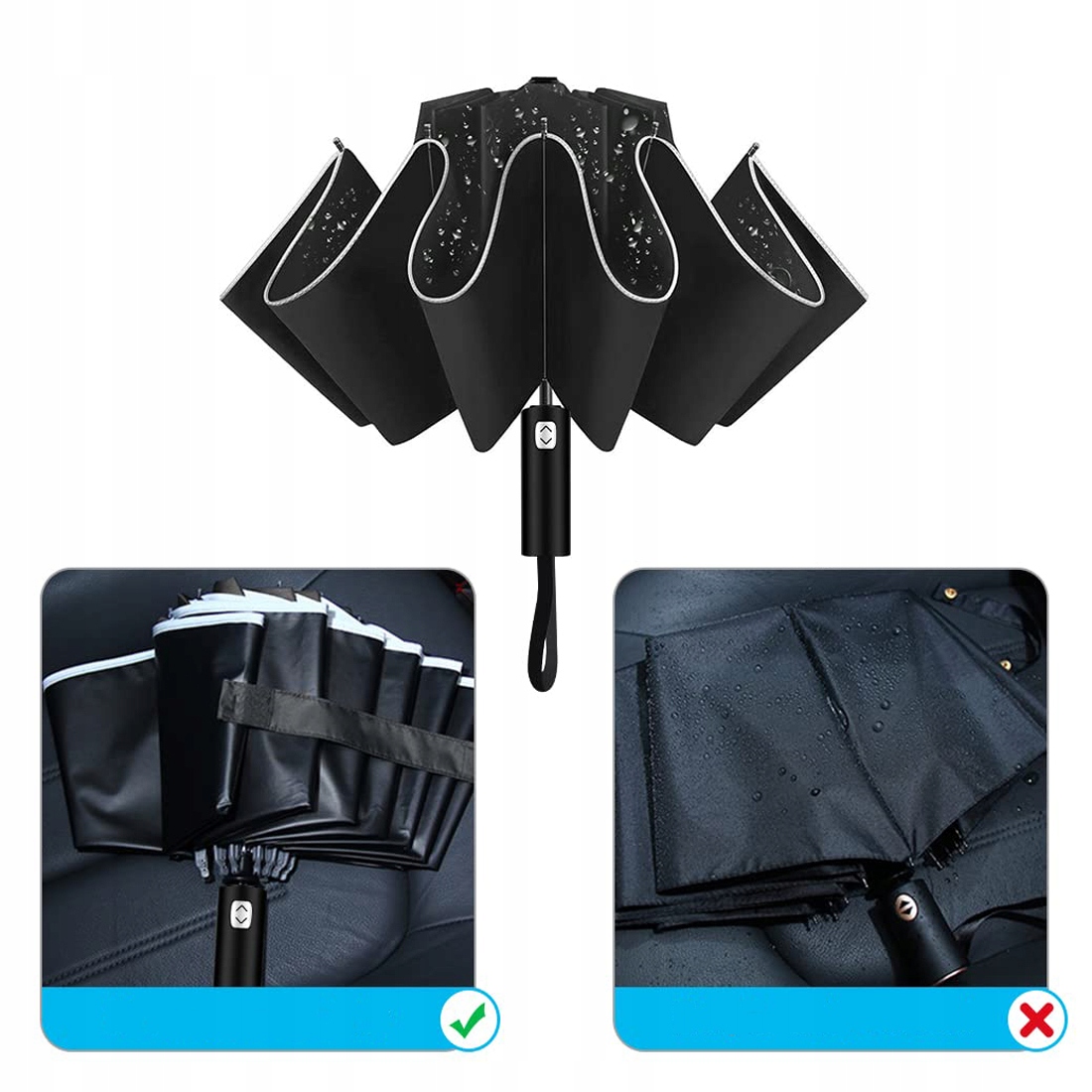 PARASOL WIATROODPORNY Z ODBLASKAMI NA KRAWĘDZI Rodzaj automatyczny