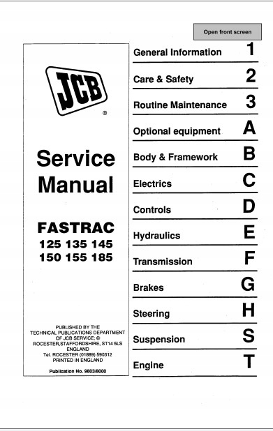 Instrukcja napraw JCB FASTRAC 125, 135, 145, 150, 155, 185 ENG