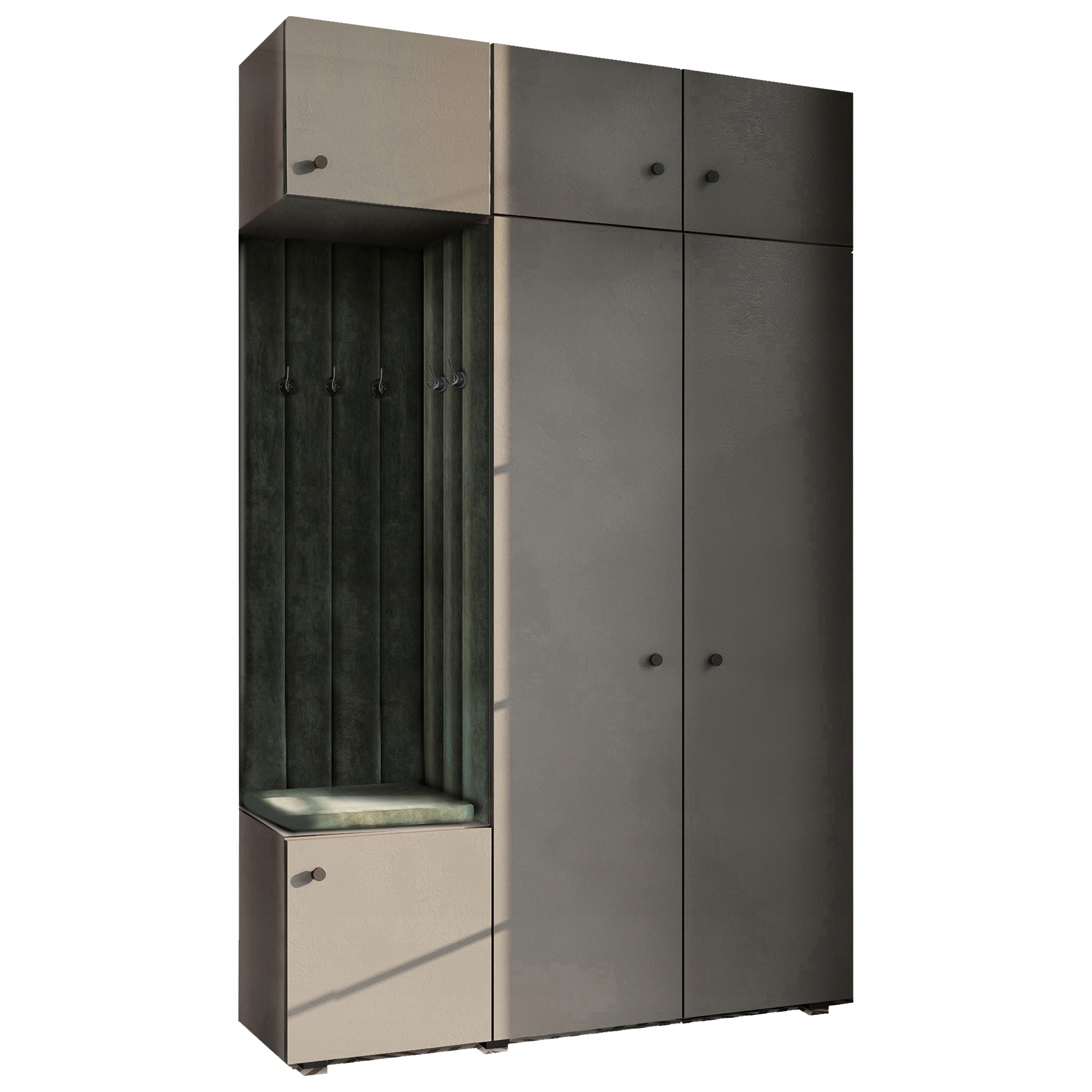Šatní Skříň Do Předsíně Sedák Nadstavba Panely Šedá Černá Knoflíková 39