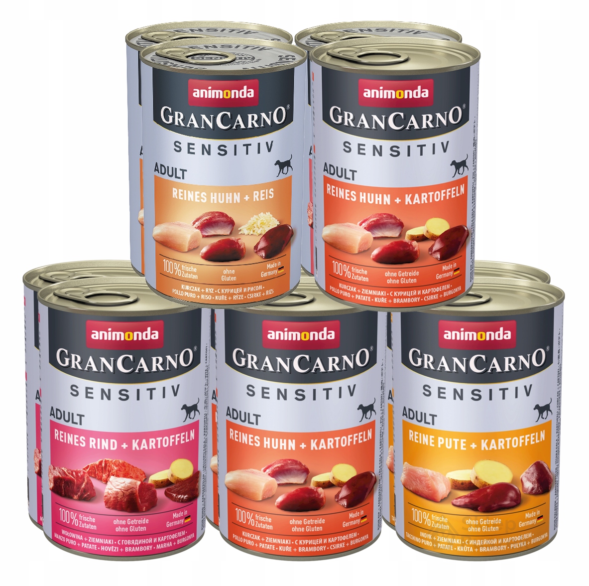 Animonda GranCarno Sensitiv plechovka Set 10x400 g – mix chutí