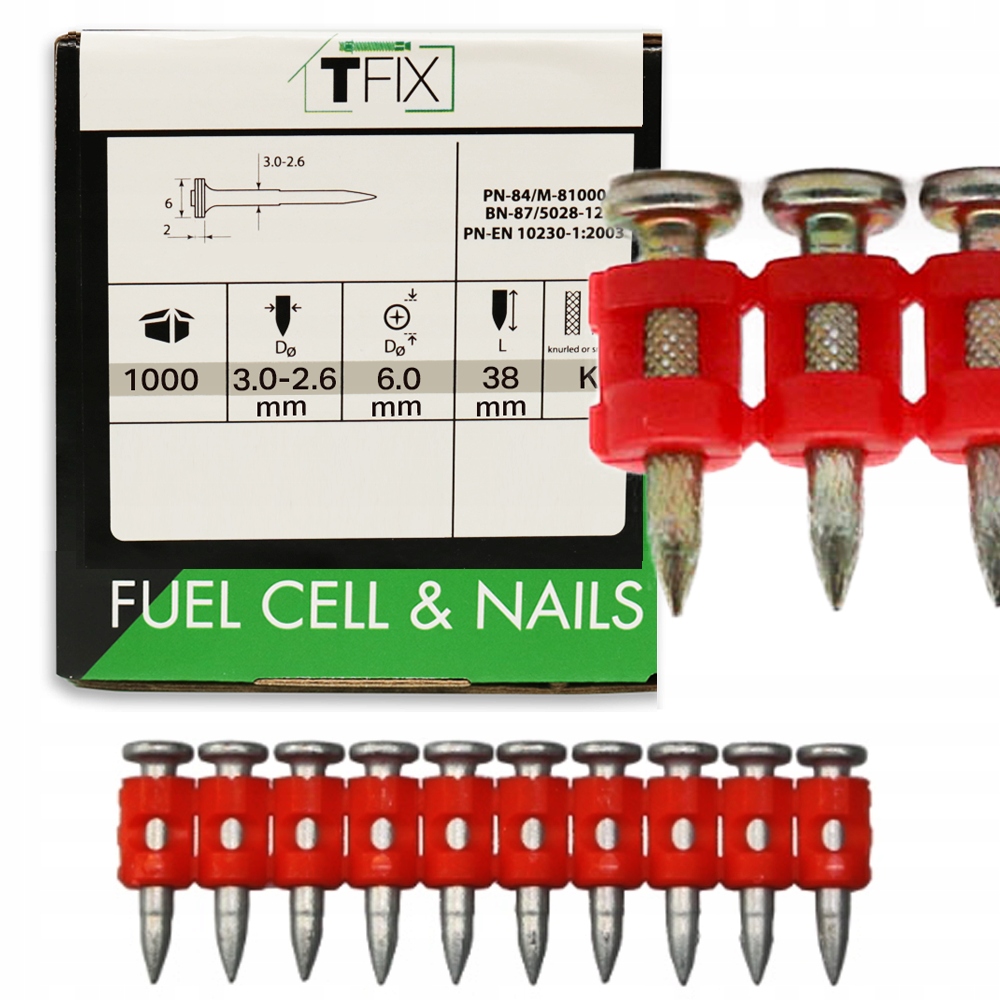 Hřebíky do betonu 3x38mm 1000ks FGT38P PULSA700/800 pro vsazovač