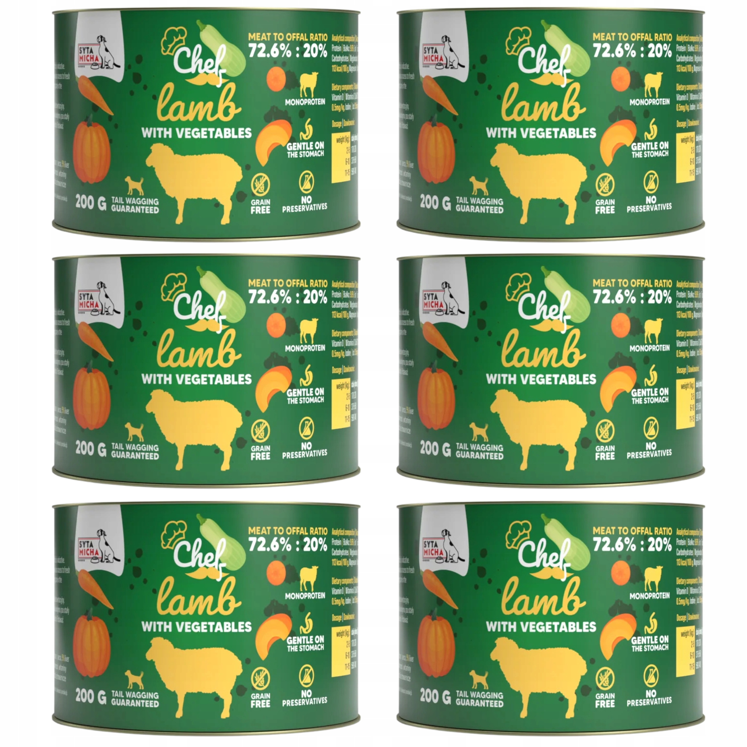Levně Syta Micha Chef krmivo pro psa jehněčí maso se zeleninou 6 x 200 g