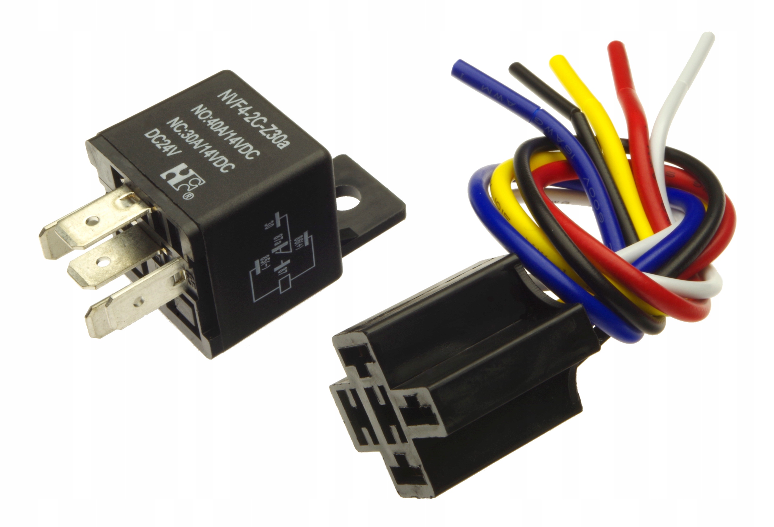 Przekaźnik samochodowy z gniazdem 24V 40A NC NO