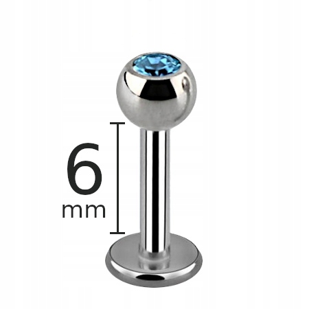 

Labret Z Błękitną Cyrkonią Stal 316L 1,2/6/4 mm