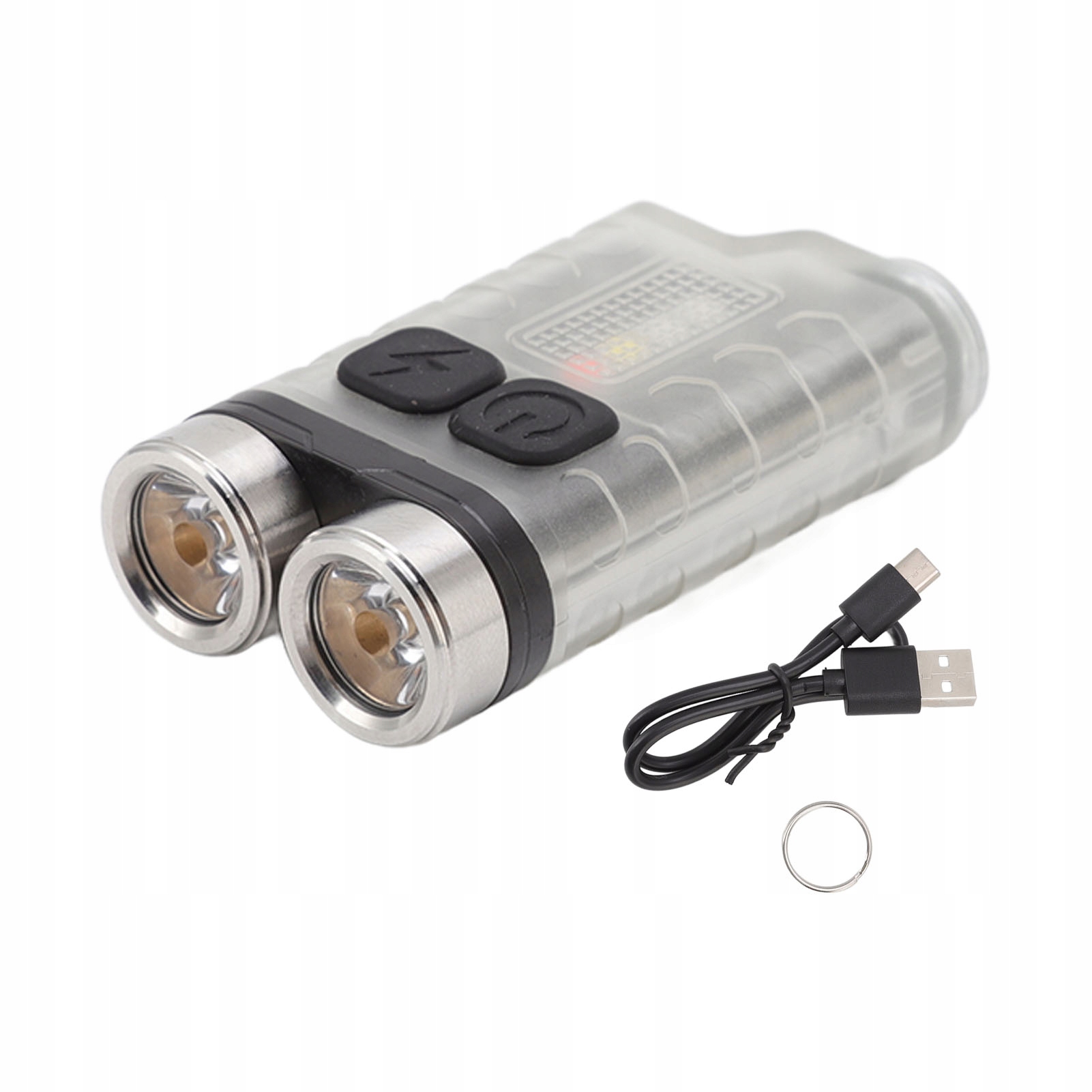 Mini Latarka Kieszonkowa 2 Led Usb-c IP65 Uv Czerwone Światło Brelok 900LM