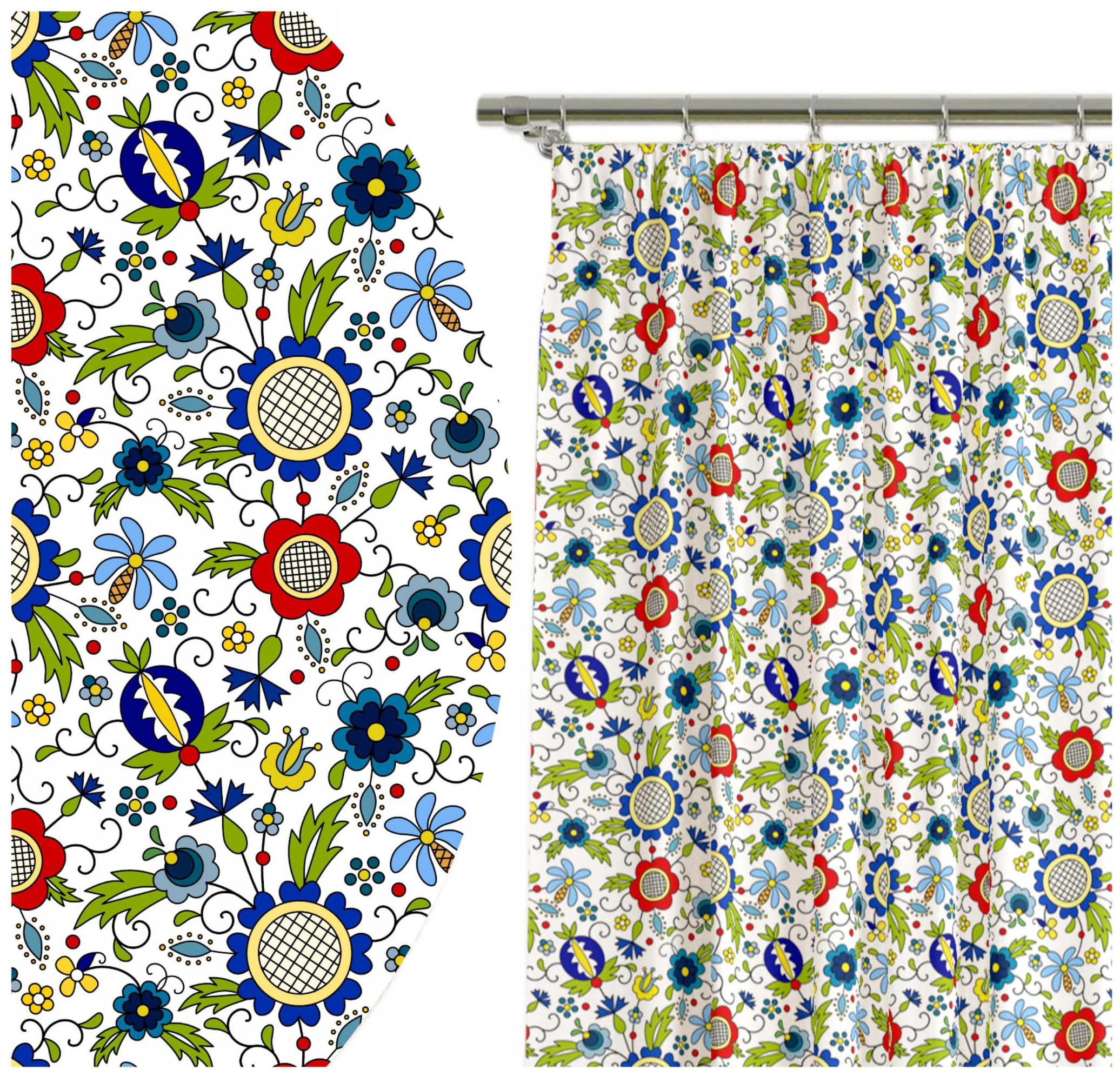 Hotový Závěs na Tašce 140x160 Závěs Kašubský vzor Světlý 10648