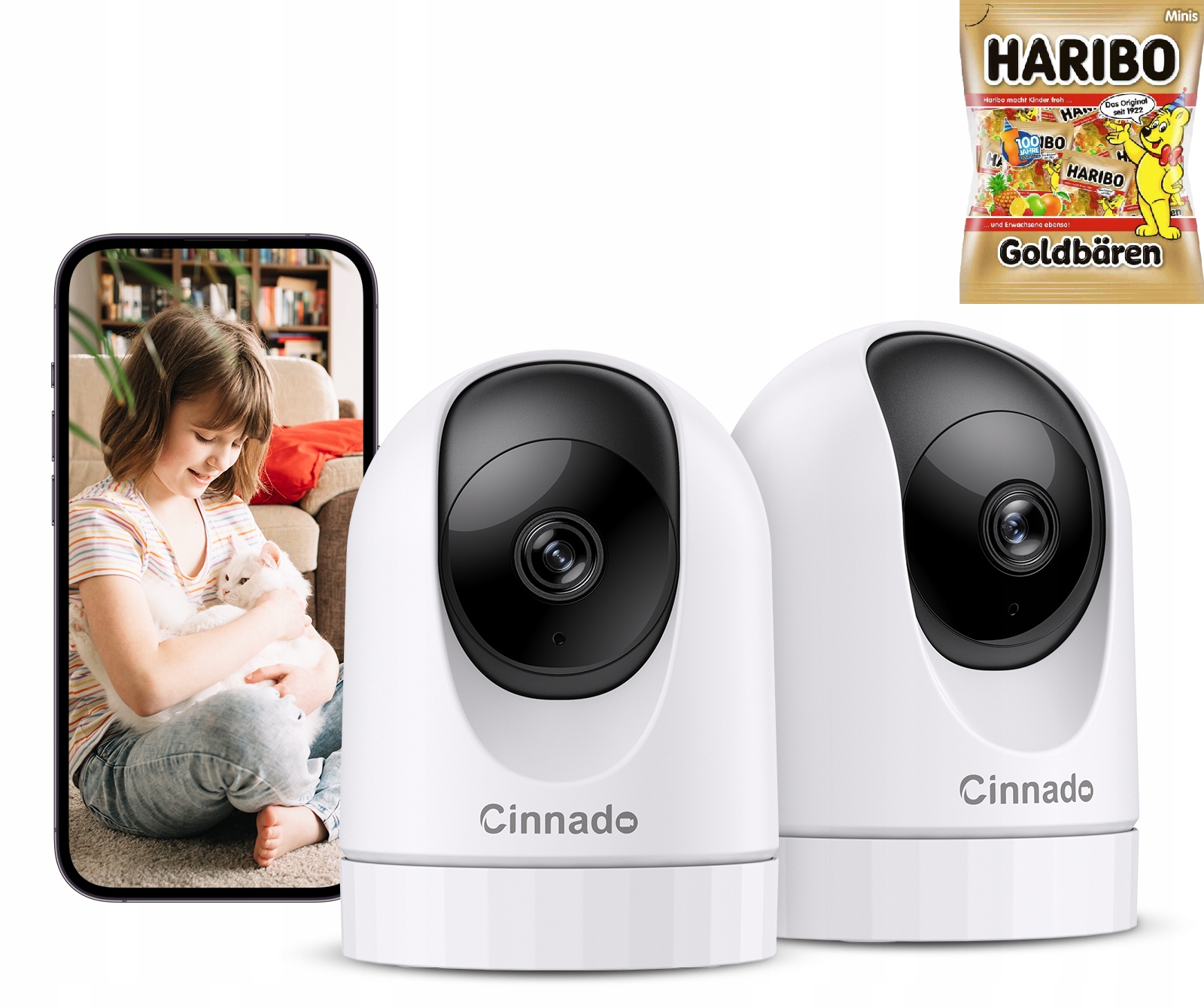 Sada 2 bezpečnostních kamer Cinnado D1 2K 360° WiFi sledování pohybu