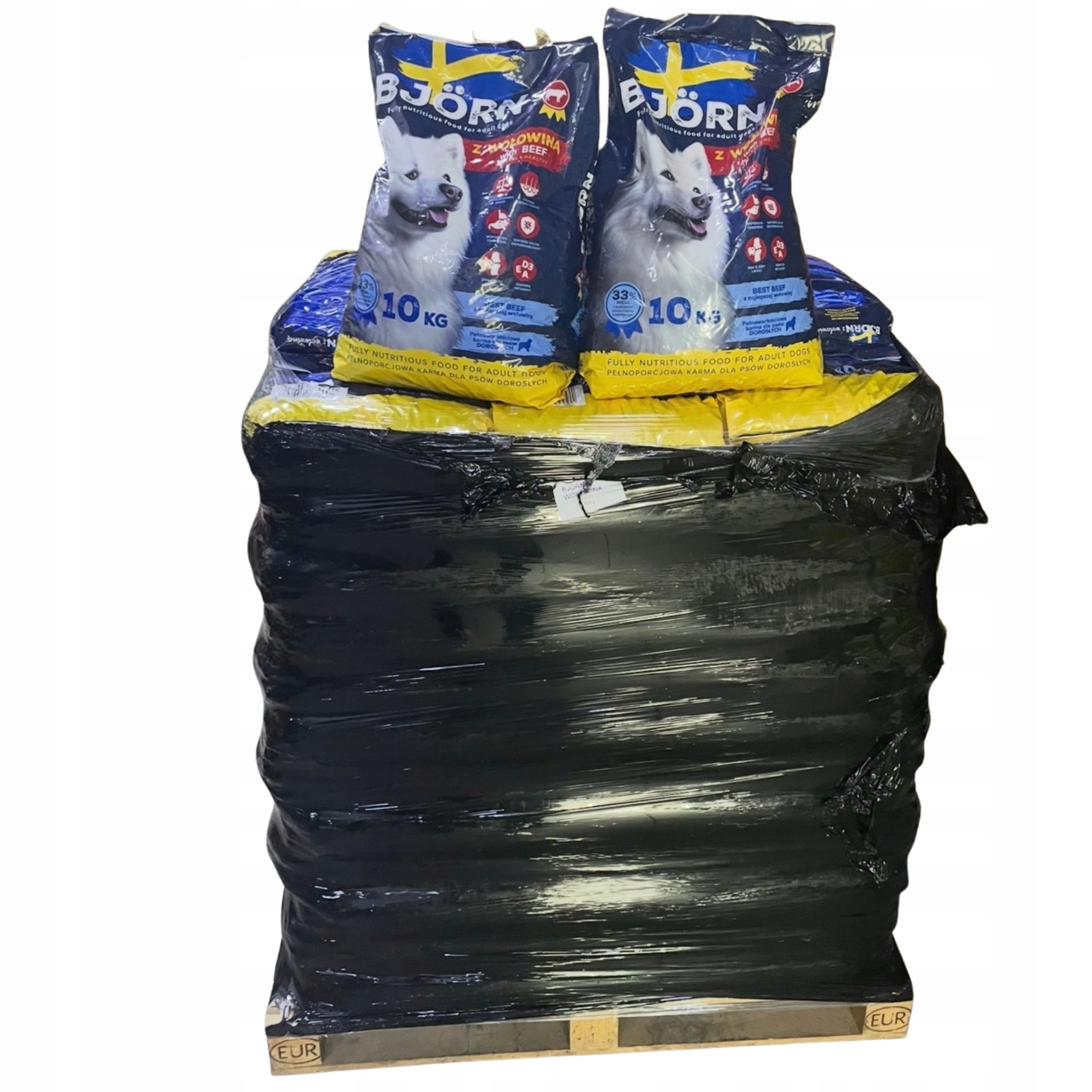 Levně Suché Krmivo pro psa Bjorn s hovězím masem 33% Vitamíny Paleta 650 Kg