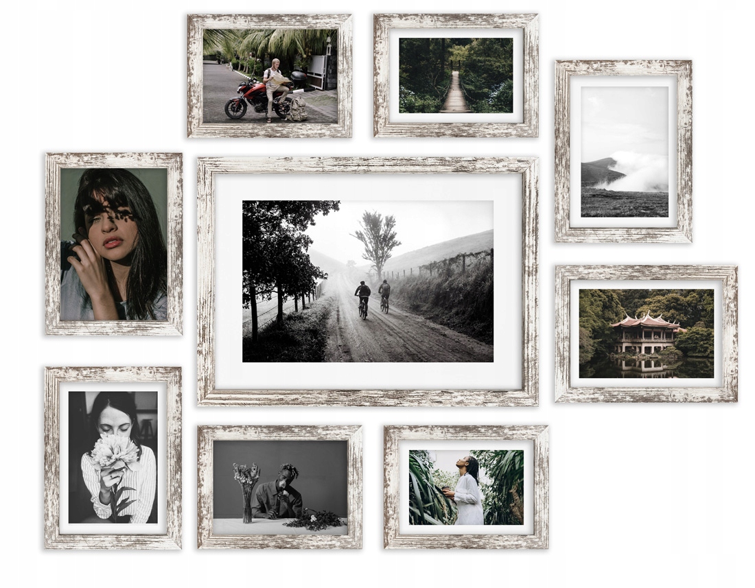 Multirám Benátky, sada rámečků Borovice Antik