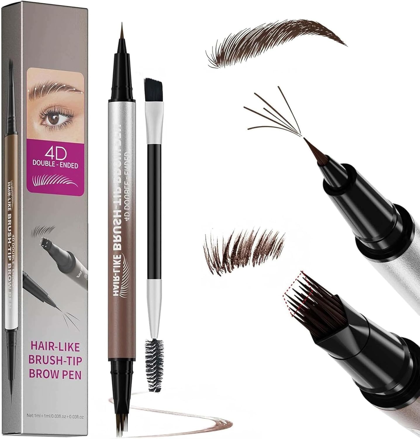Tužka Na Obočí 2V1 Microblading 4D Voděodolná Kartáček