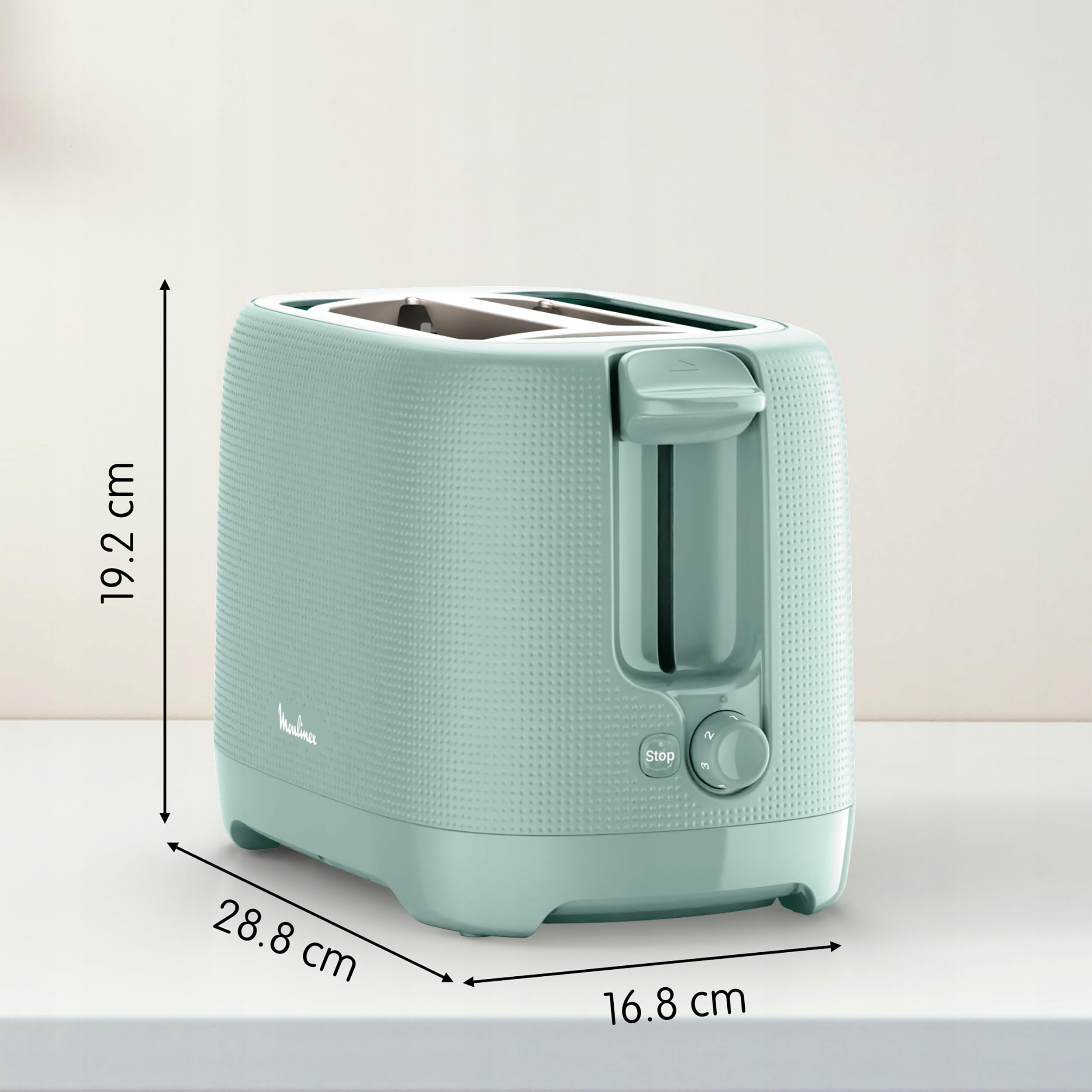 MOULINEX Toster 2 Kromki, 7 Stopni, Szerokie Szczeliny, Eukaliptus — miniatura 9