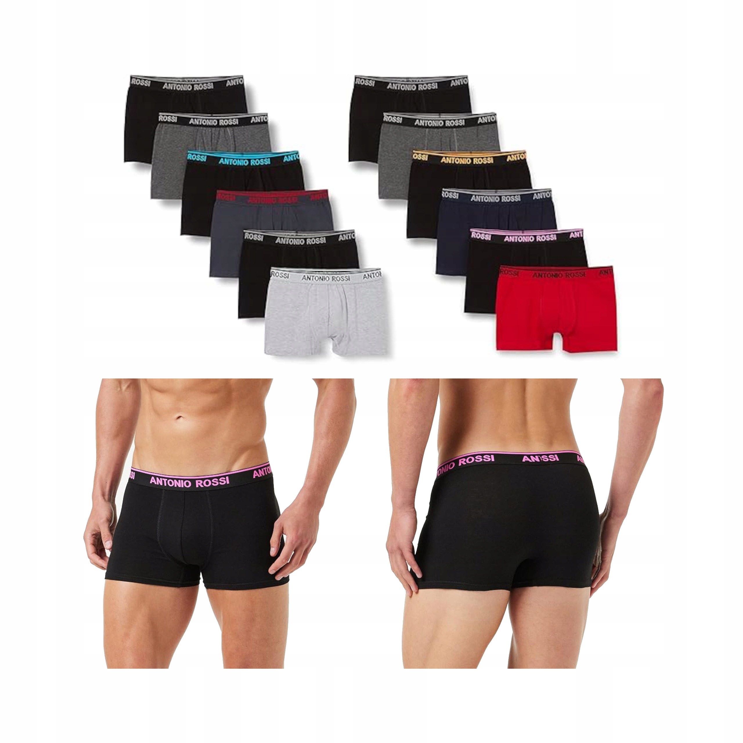 Antonio Rossi 12-PACK Pánské Boxerky Hipster Assorted Tmavě Modré Barvy