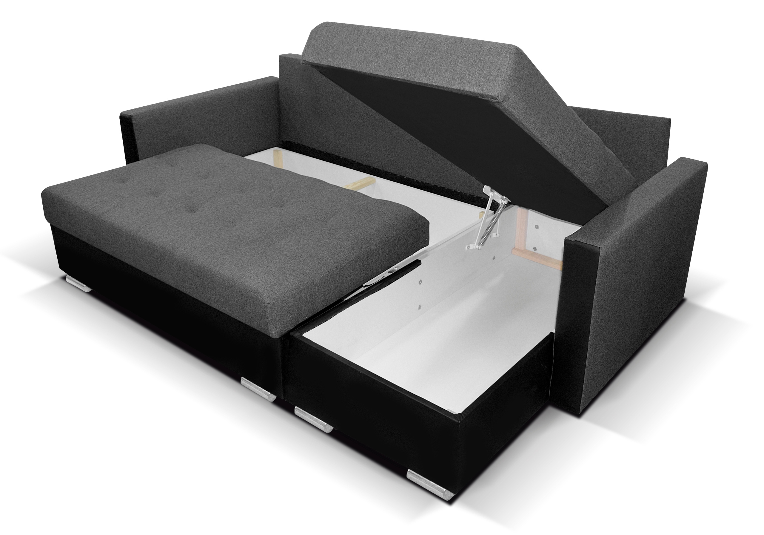 NAROŻNIK 2x pojemnik funkcja spania sprężyny Szerokość mebla 220 cm