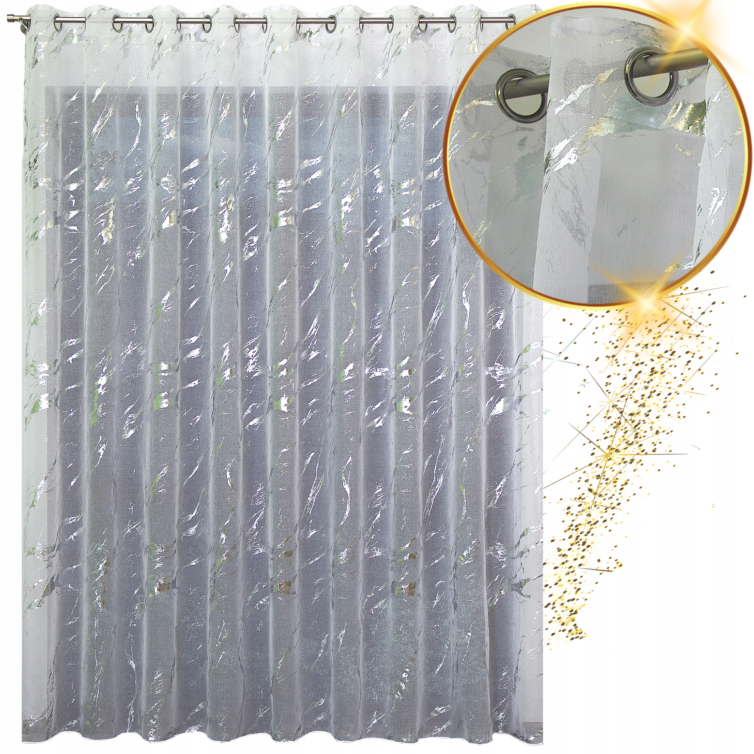 Mramor Na Průchodkách Hotová Záclona Etamina Bílá s Olovnicí 300x250 cm