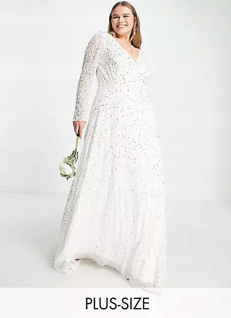 Zdobená Flitrová Krásná Svatební Koktejlová Šaty Pro Nadýchané 48 4XL