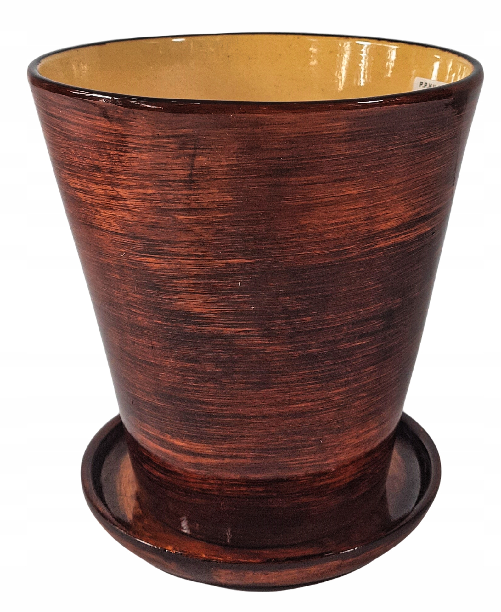 

Doniczka Osłonka Ceramiczna Z Podstawką Brązowa