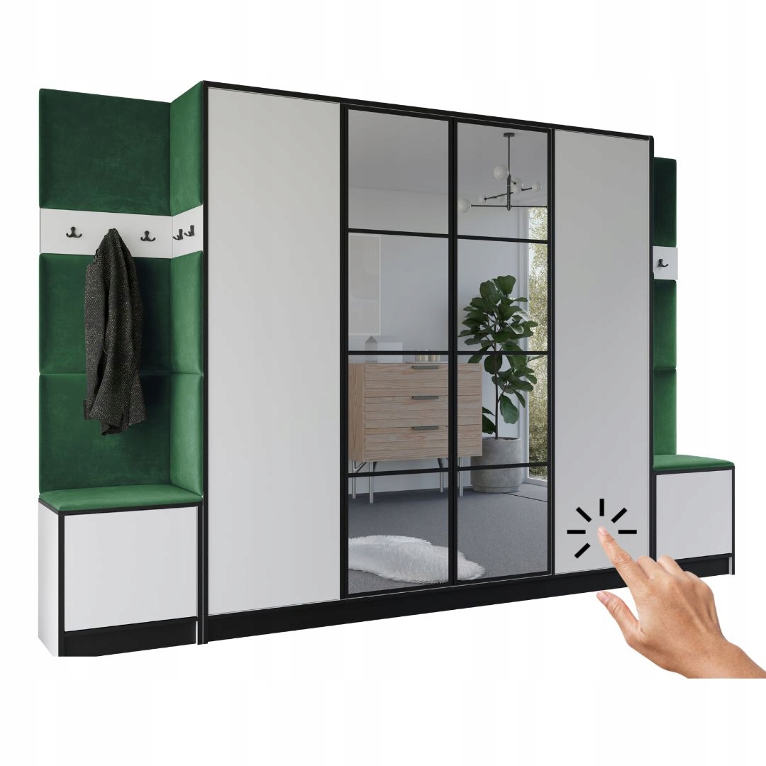 Šatní skříň Costa 17 bílá zelená tkanina Vzor 1