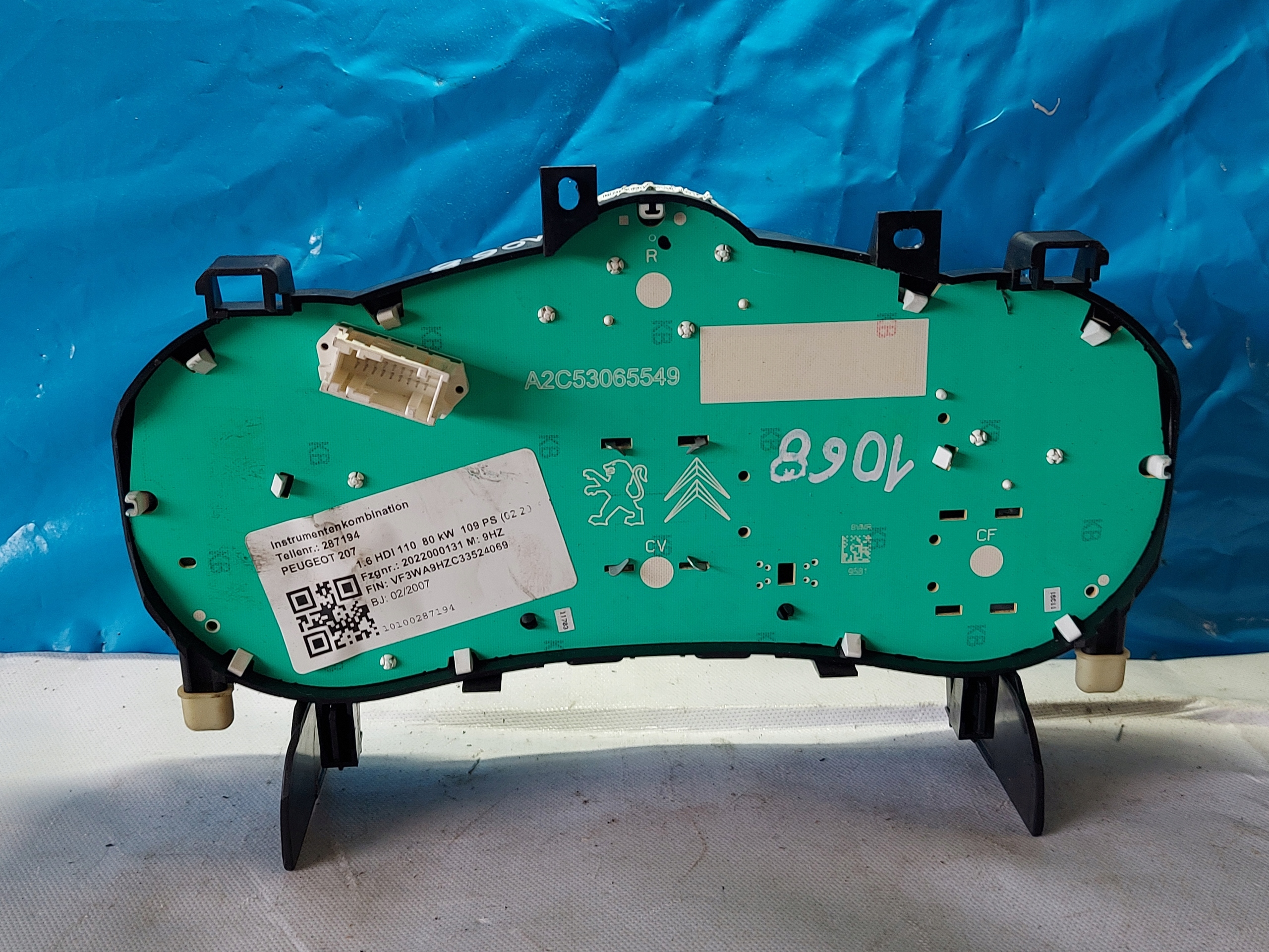 dials clock PEUGEOT 207 1.6 HDI A2C53065549