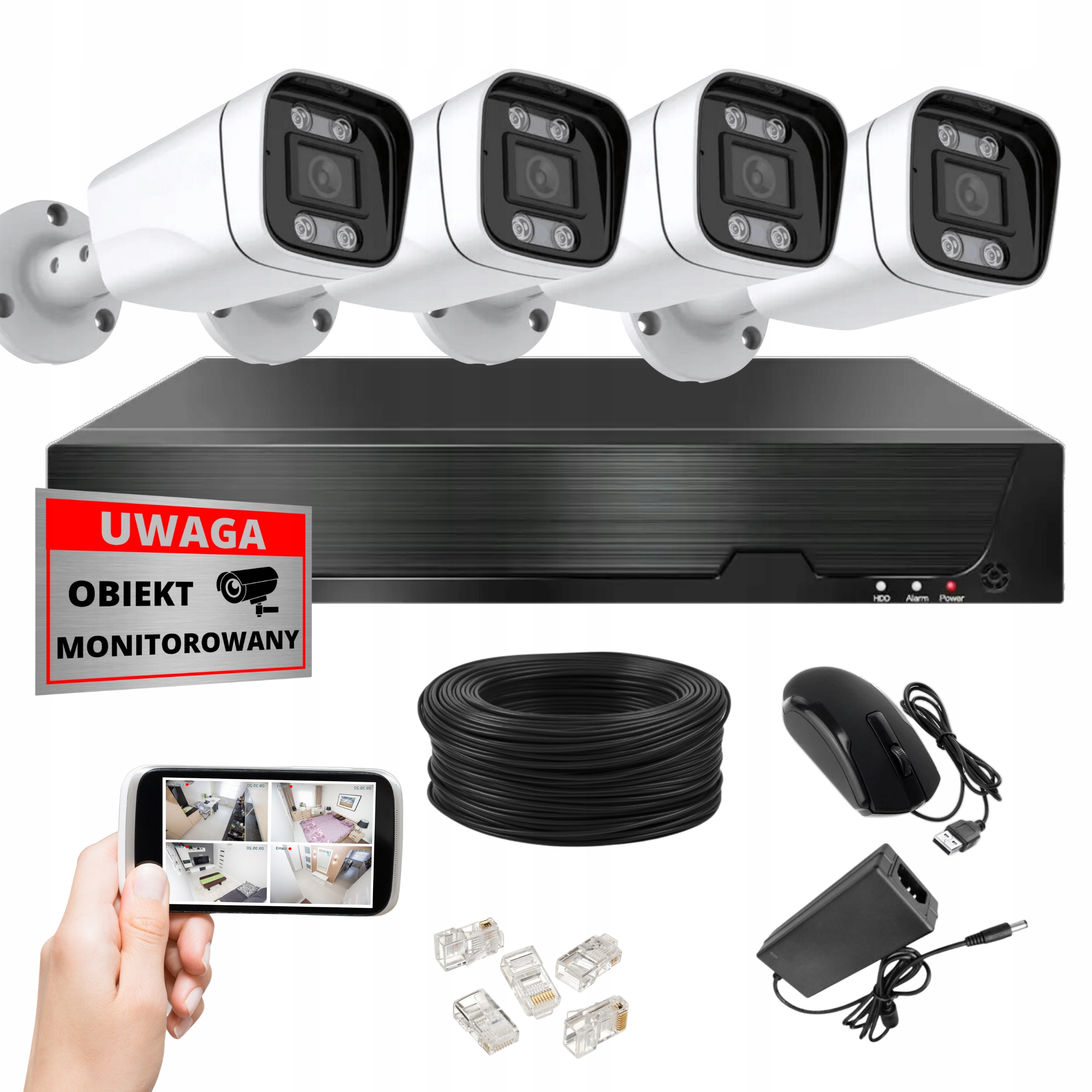 Sada Ip Monitorovacích Kamier Poe 8MPX 4K Uhd 4x Kamera DVX XT8 Rekordér