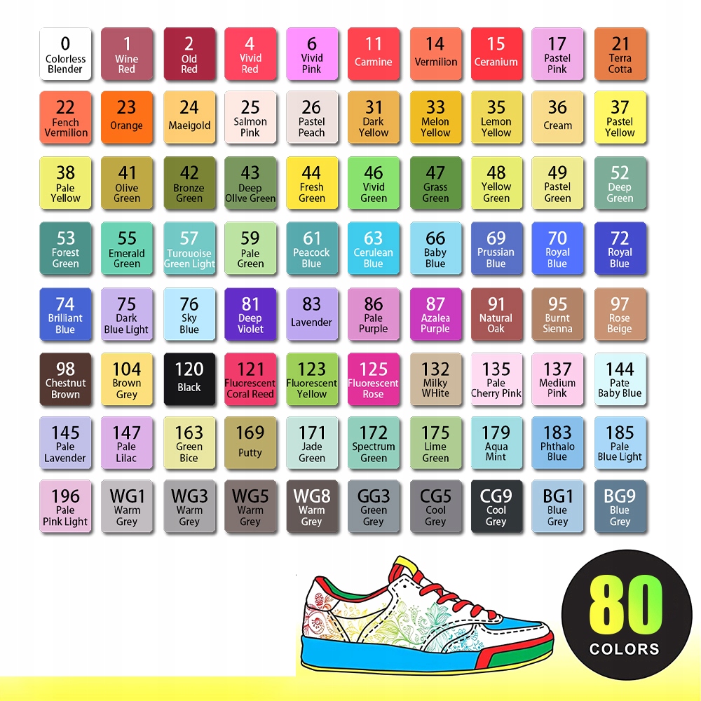 Markery Graffiti Pisaki Dwustronne Zestaw 80szt Kolor czarny