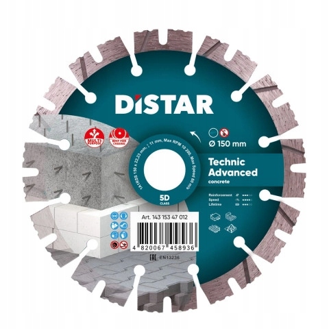 Diamantový kotouč Distar Technic Advanced pro řezání betonu o průměru 150 mm