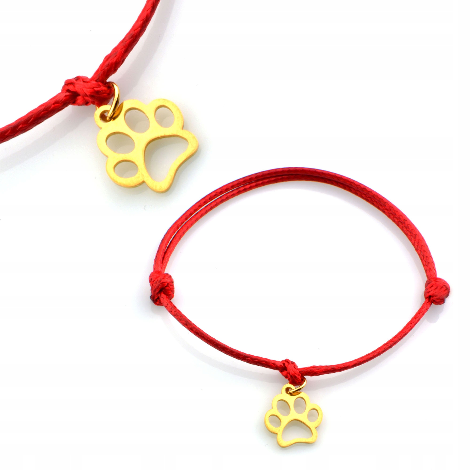 

Bransoletka Złota Łapka Psia Kota Na Sznurku Stal