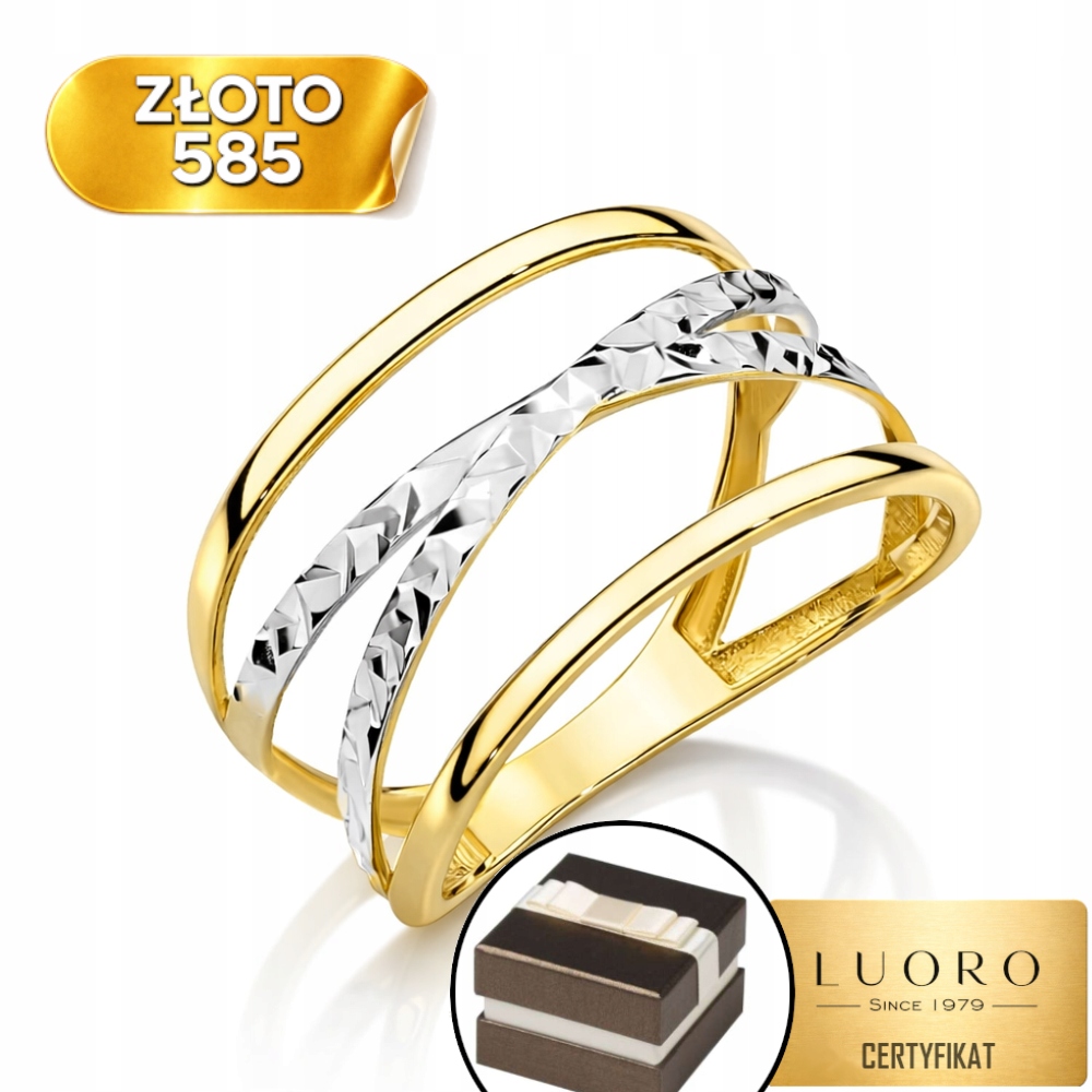 Prstýnek 585 14K Diamantový, Bílé A Žluté Zlato R12