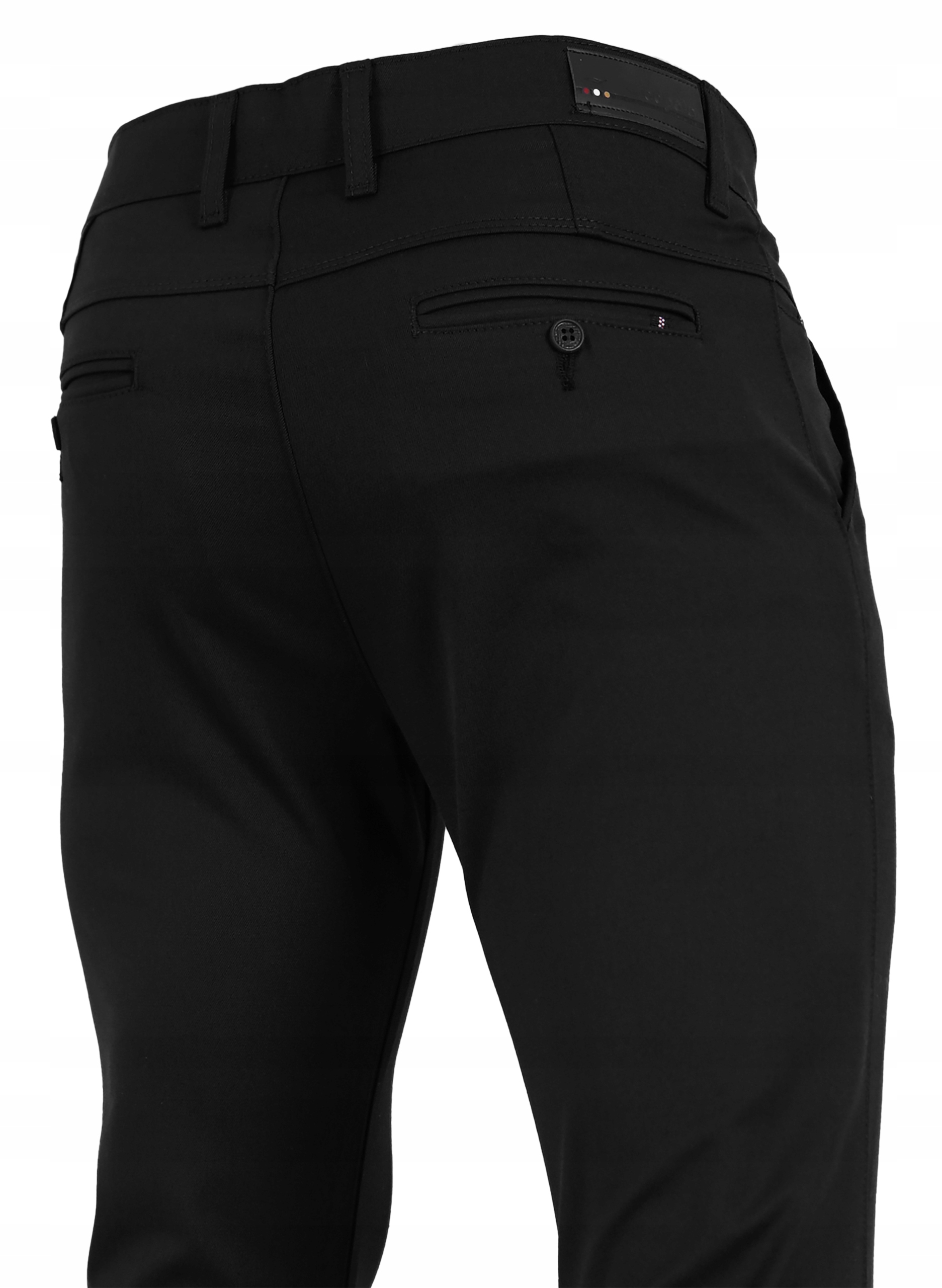 SPODNIE MĘSKIE WIZYTOWE CZARNE CHINOSY ELEGANCKIE DO KOSZULI W33 PAS 90-92