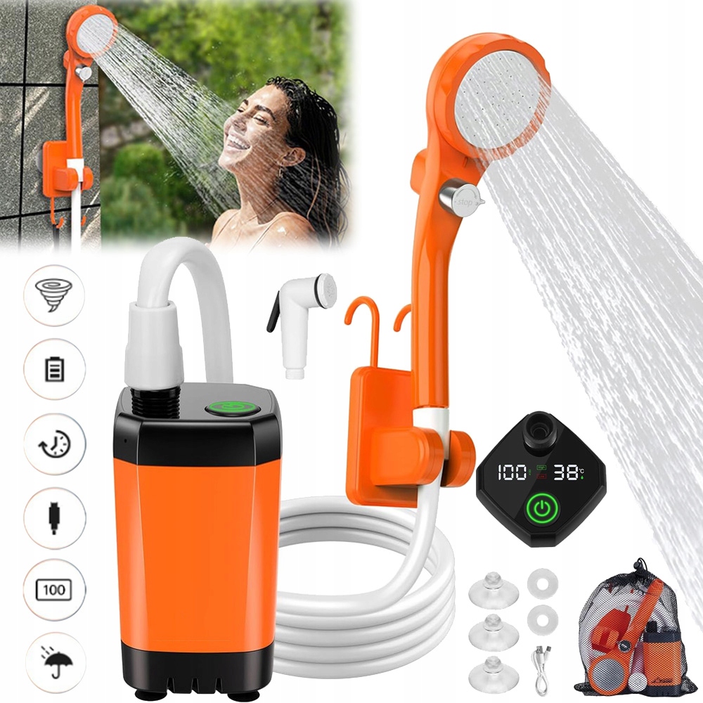 Turistická Sprcha Kempingová S Usb Pumpičkou Elektrická IPX7 2M