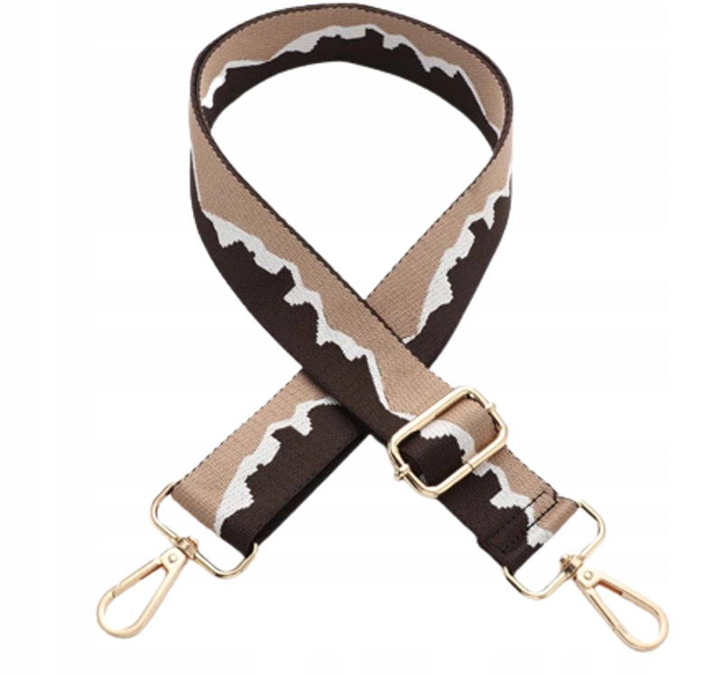 

Pasek Do Torebki Torby Brąz Beż Regulowany Złoty