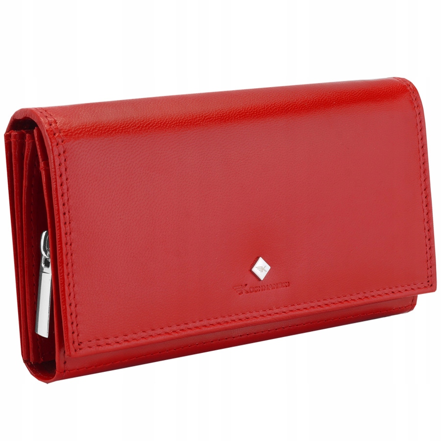 Kochmanski portfel damski skórzany duży pojemny czerwony skóra rfid