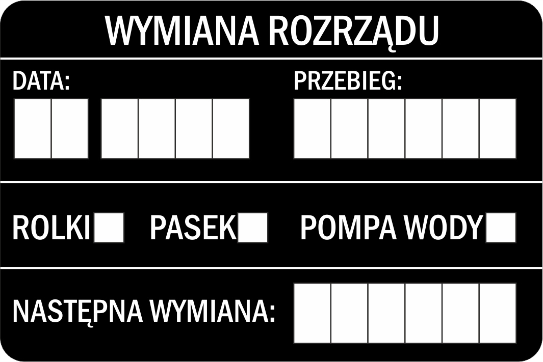 

Naklejki serwisowe Wymiana Rozrząd 80szt