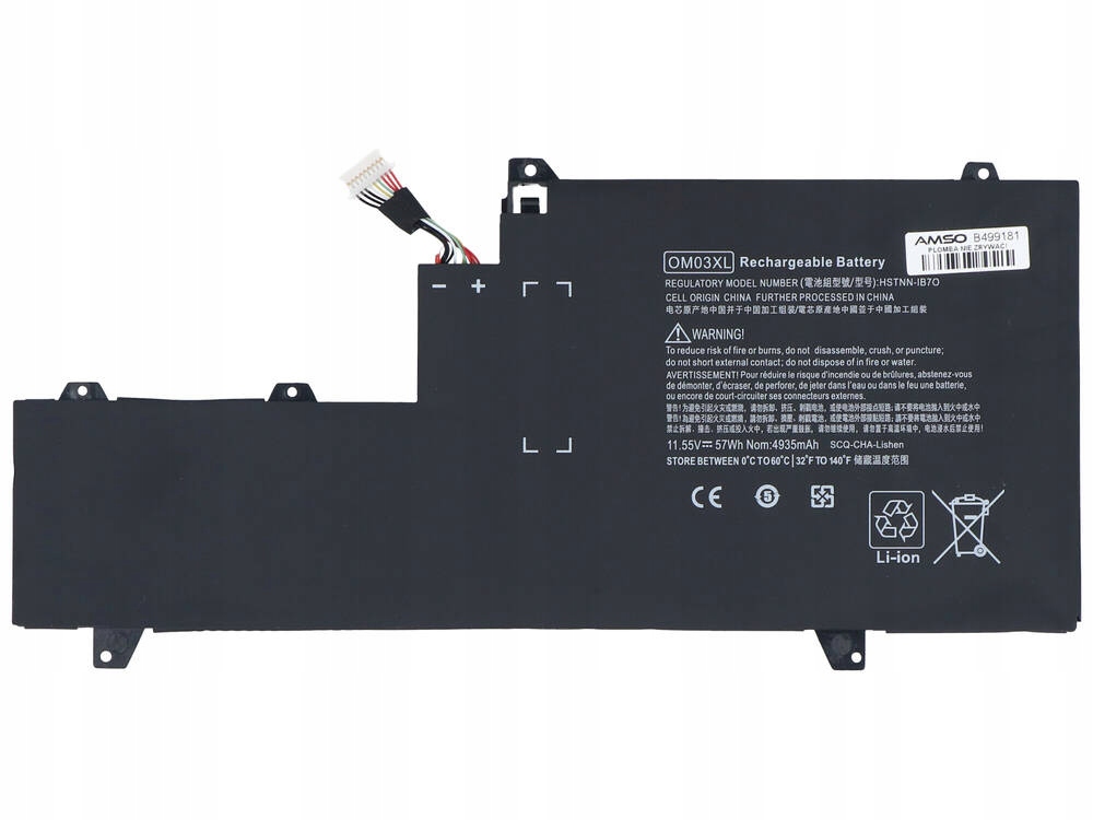 OM03XL bateria do laptopa Hp EliteBook x360 1030 G2 57Wh 11.55V 4935mAh