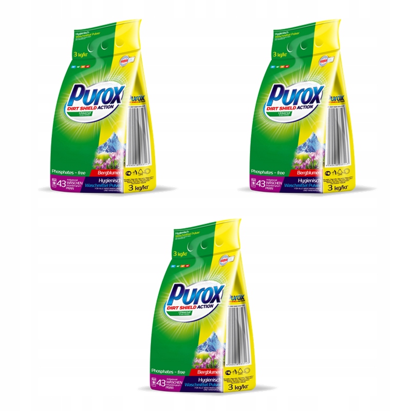Purox Dirt Shield Action Universal Color White 3kg X3