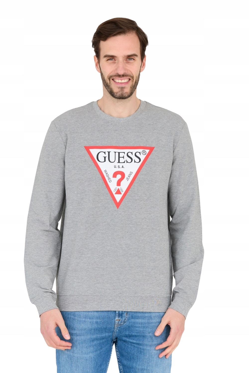 Guess Šedá pánská mikina s velkým logem Guess XXL