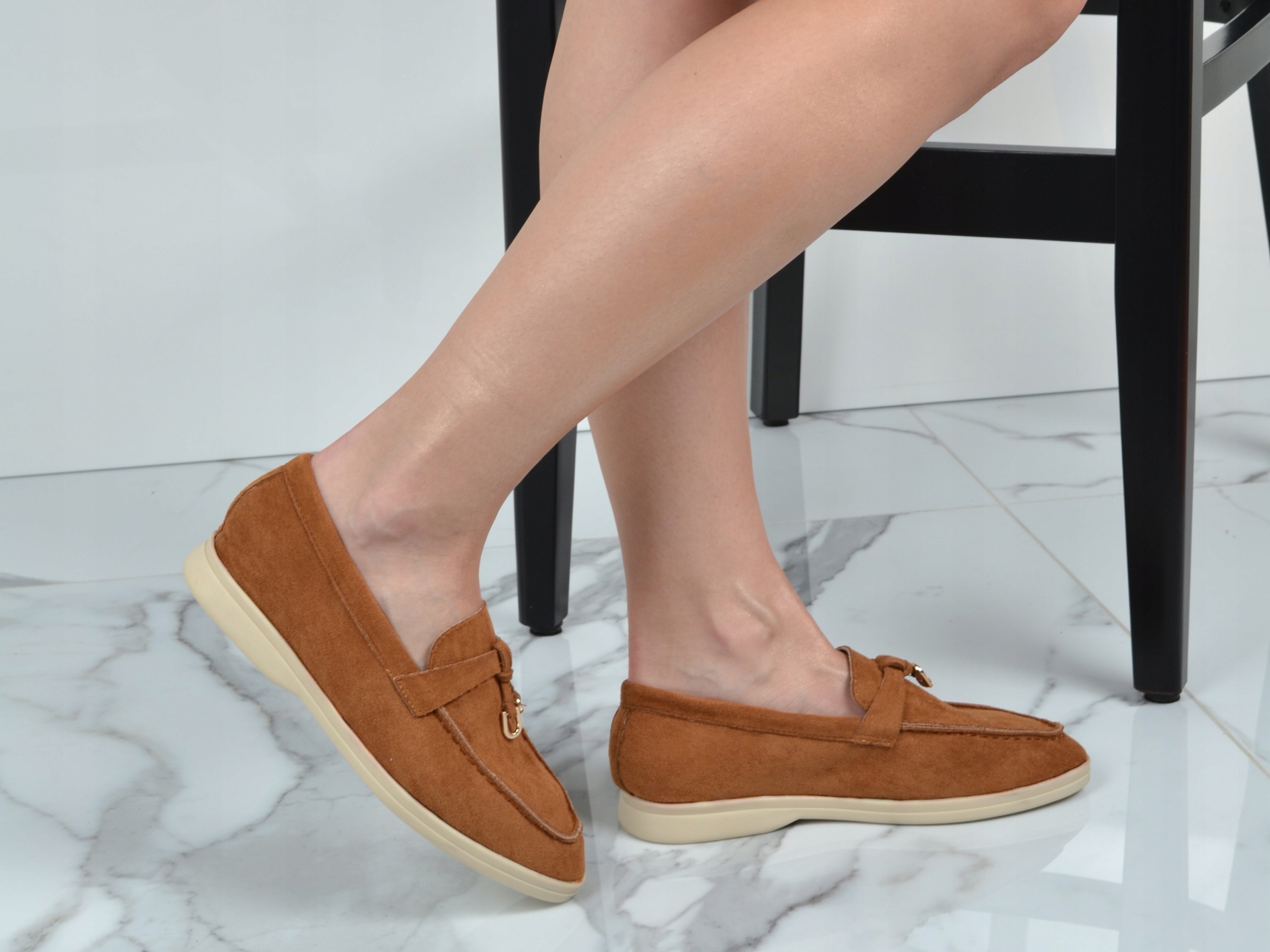 WYGODNE DAMSKIE MOKASYNY SKÓRA ZAMSZOWA BUTY CASUAL Rozmiar 40