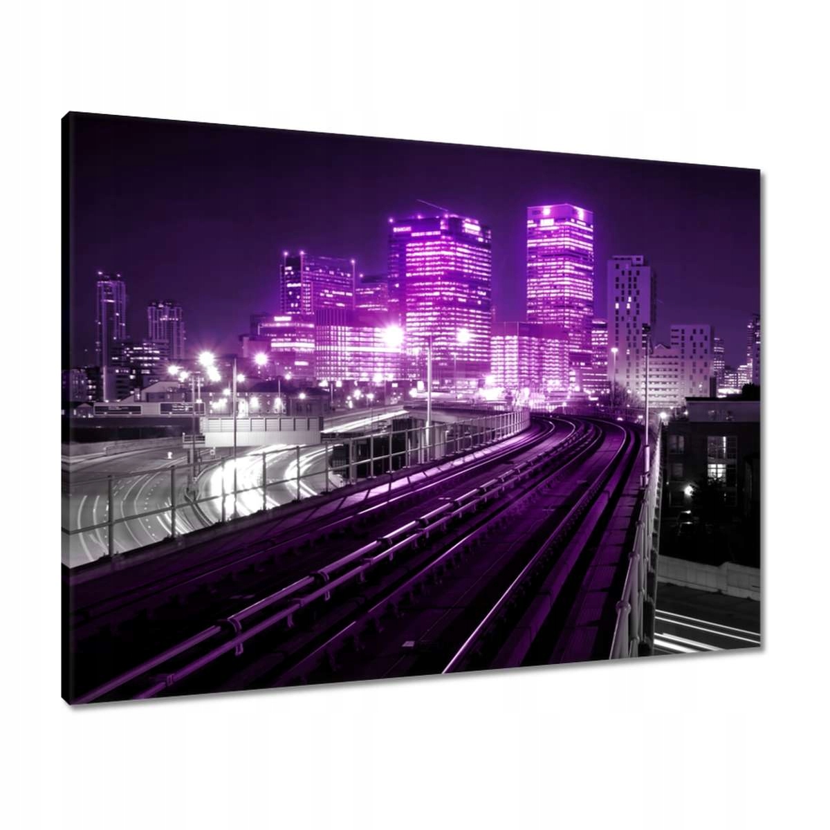 Obrazy 80x60 Fialové mrakodrapy ve městě