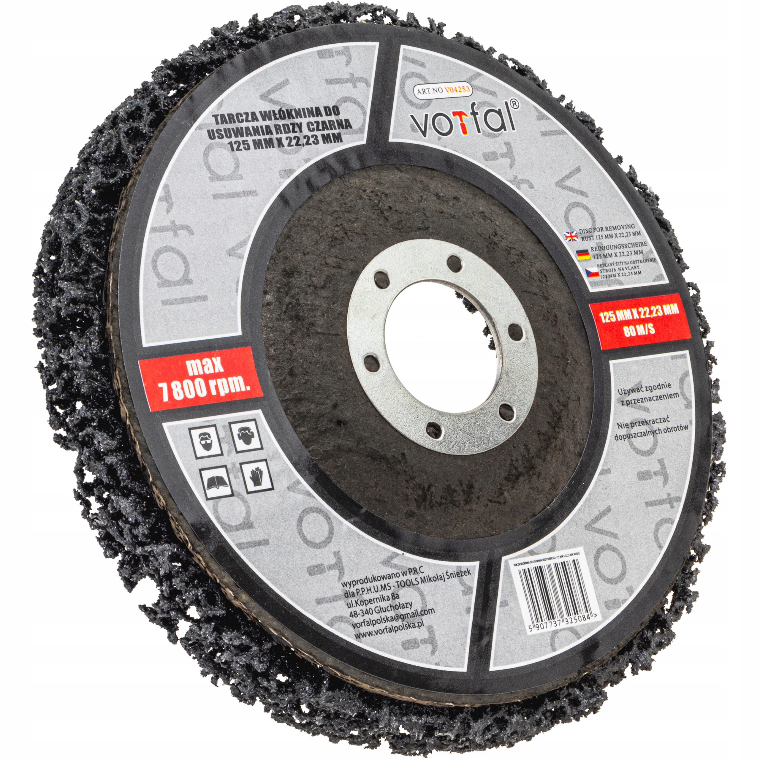 TARCZA WŁÓKNINA DO USUWANIA RDZY WŁOSY MURZYNA 125 X 22,2 MM Marka Vorfal