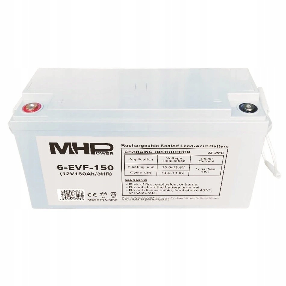 Batéria MHPower 6-EVF-150 Trakčná gélová, 12V/150Ah, Terminál T2 M8, Deep